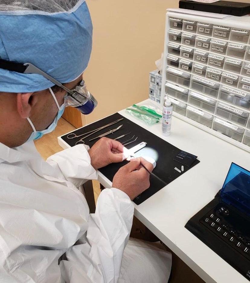 Doctor inside CEREC in house lab